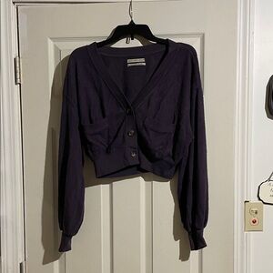 Urban Outfitters Deep Purple Knit Cropped Sweater-soft material